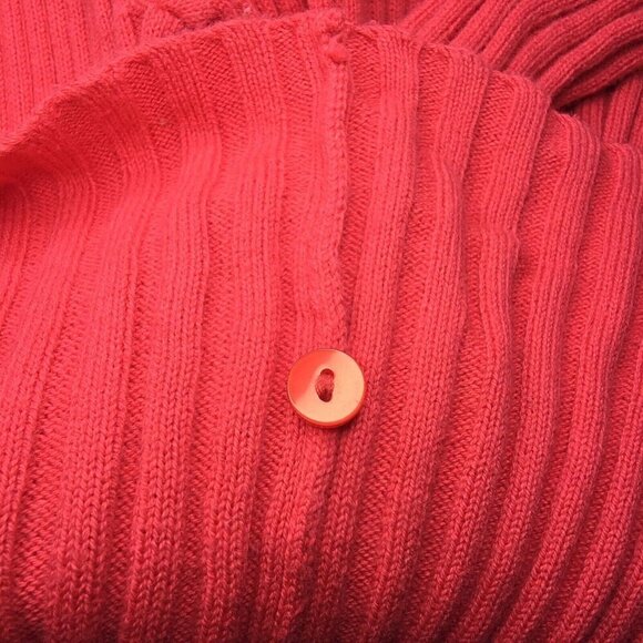 EXPRESS Rib Cotton Button Cardigan Pink Slim Long Sleeve V Neck Women Large Y2K - Picture 11 of 12